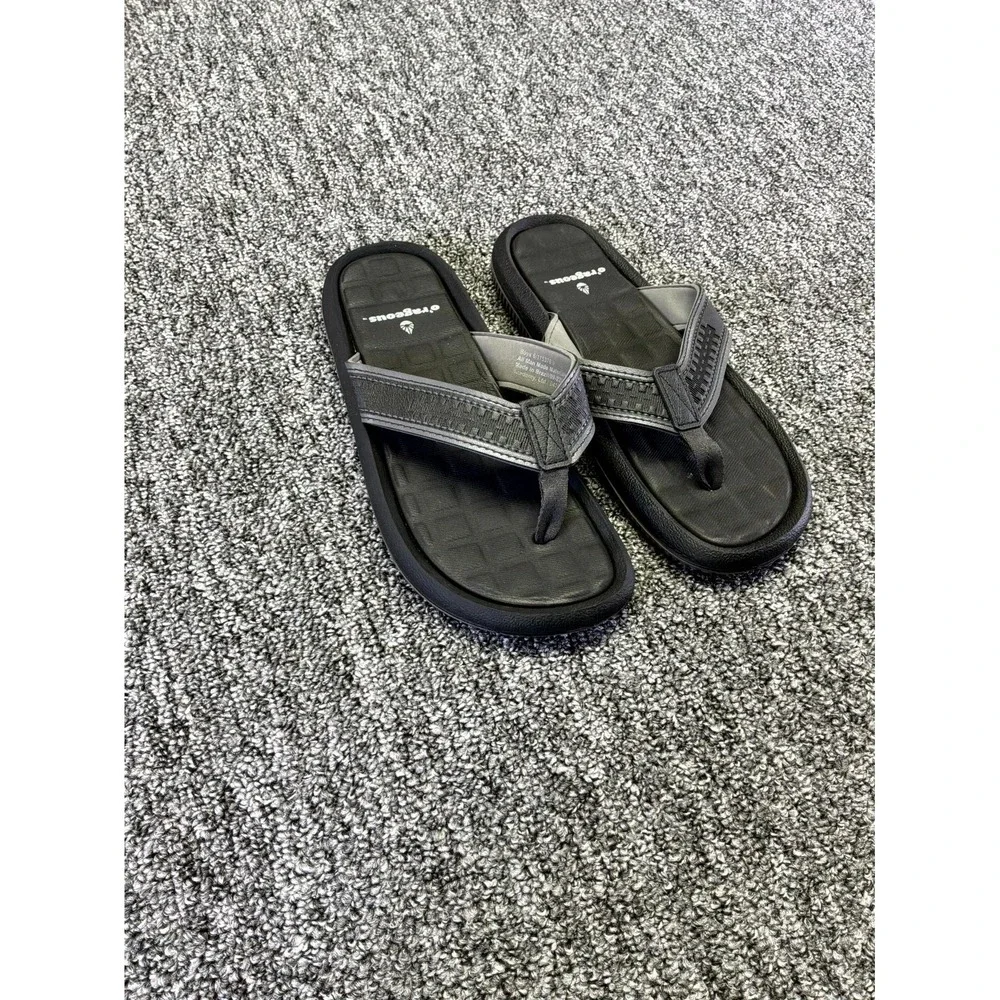 O'rageous Boys Size US 6 Sandals Gray Black Slip On Flip Flops Thong Casual